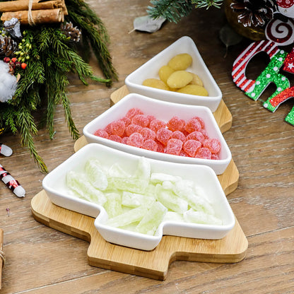 4Pcs Christmas Tree Ceramic Serveware