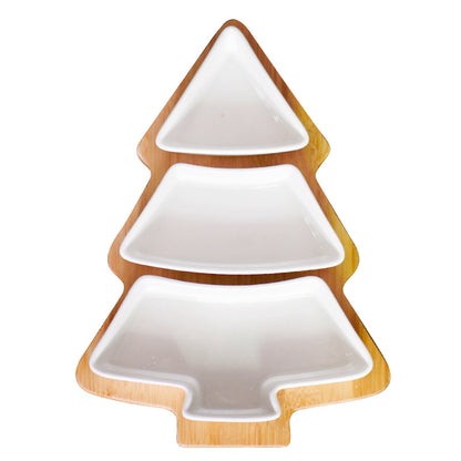 4Pcs Christmas Tree Ceramic Serveware