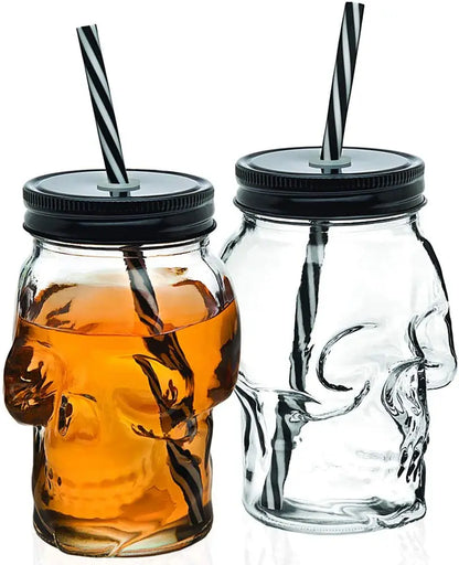 Skull Glass Mason Jar