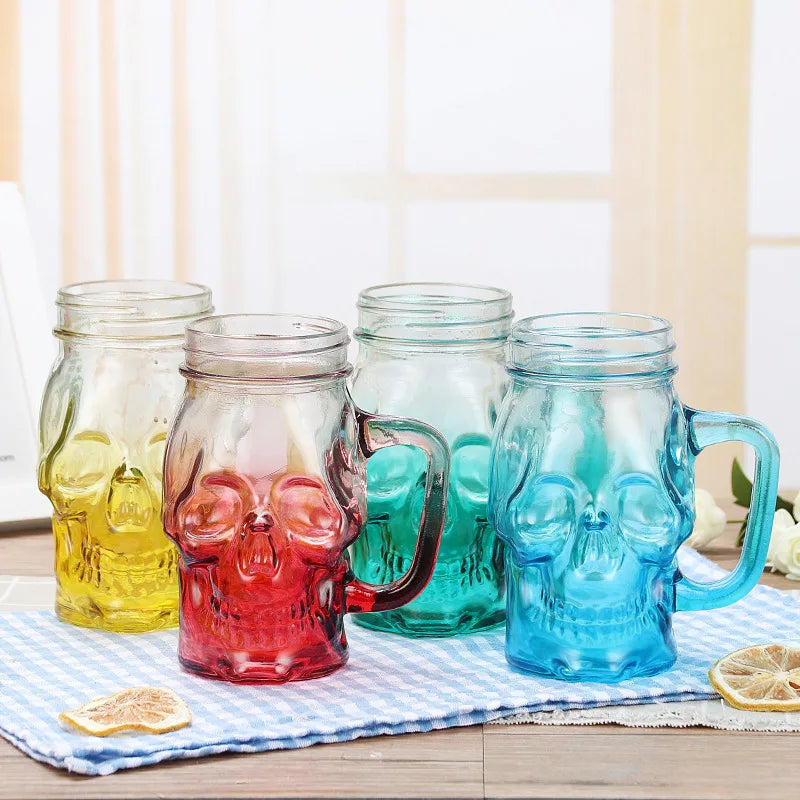 Skull Glass Mason Jar