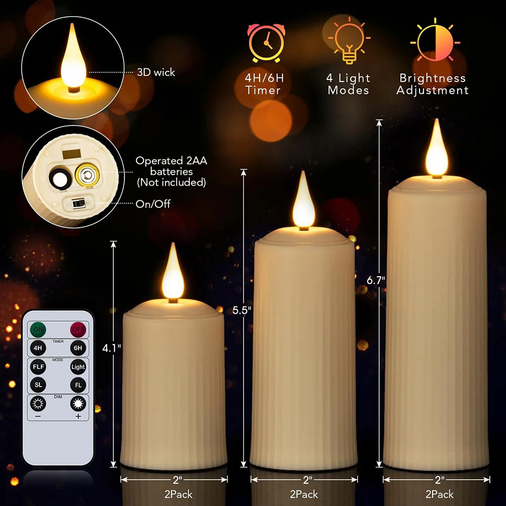 Flameless LED Candle Set - 6 piece set